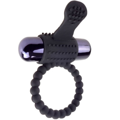 Anillo vibrador de silicona negro de la marca Fantasy C-Ringz, diseñado para placer y estimulación.
