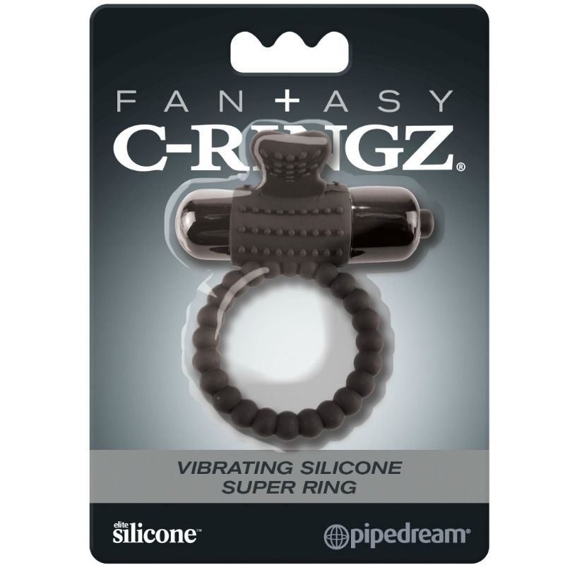 Anillo vibrador de silicona negro FANTASY C-RINGZ, con diseño ergonómico y textura suave para mayor comodidad y placer.