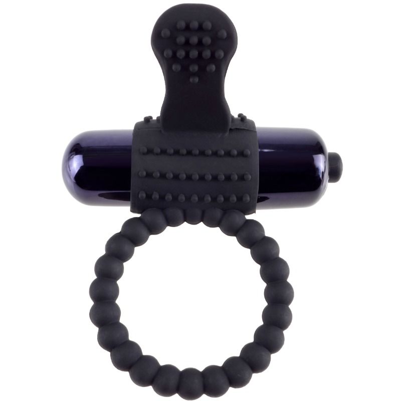 Anillo vibrador de silicona negro de la marca Fantasy C-Ringz, con diseño ergonómico y superficie suave.