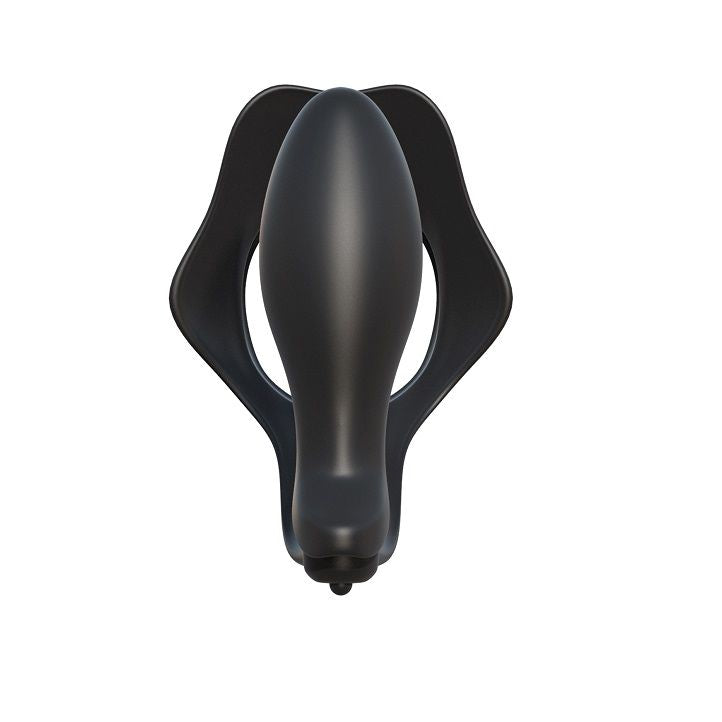 Fantasy C-Ringz Rock Hard enhancer ring with anal plug, showcasing a sleek design and textured surface for enhanced pleasure.