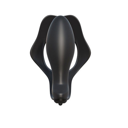 Fantasy C-Ringz Rock Hard enhancer ring with anal plug, showcasing a sleek design and textured surface for enhanced pleasure.