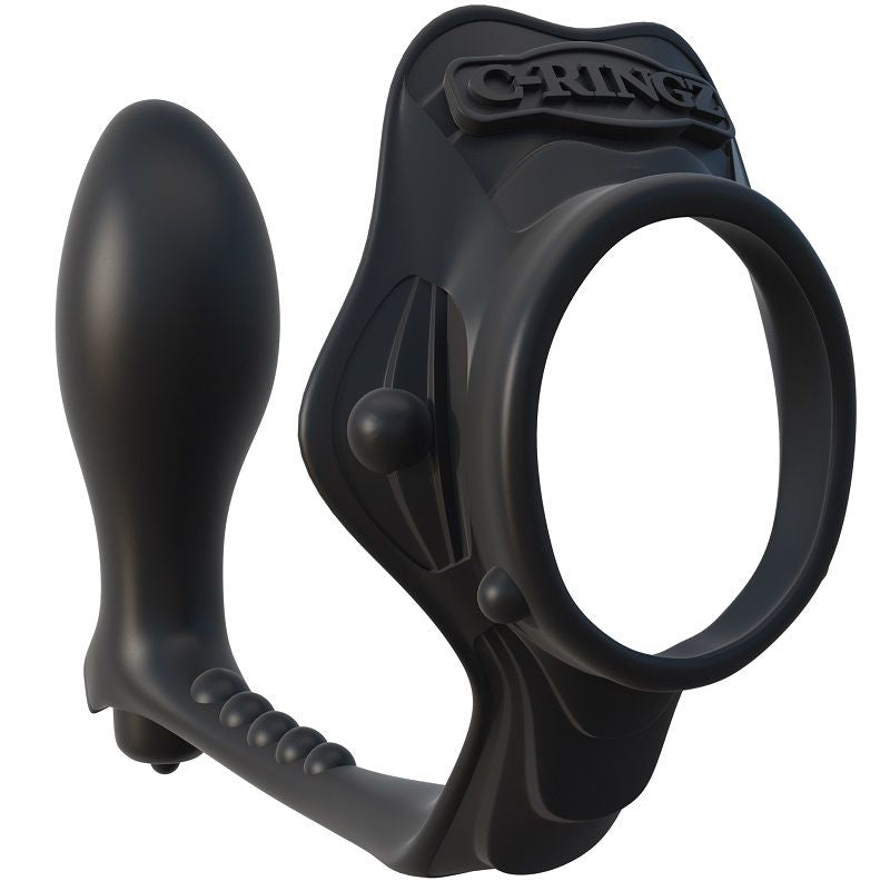 FANTASY C-RINGZ Rock Hard enhancer ring with anal plug, showcasing its textured design and sturdy material.