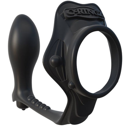 FANTASY C-RINGZ Rock Hard enhancer ring with anal plug, showcasing its textured design and sturdy material.
