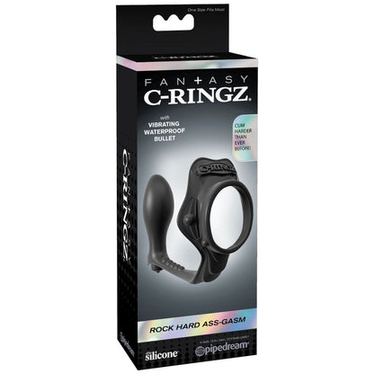 Fantasy C-Ringz Rock Hard enhancer ring with anal plug, showcasing its sleek design and versatile features.