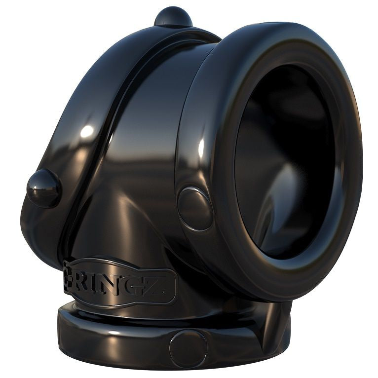 Anillo de silicona Fantasy C-Ringz Rock Hard Pipe en color negro, diseñado para uso íntimo, con detalles texturizados y ajustable.