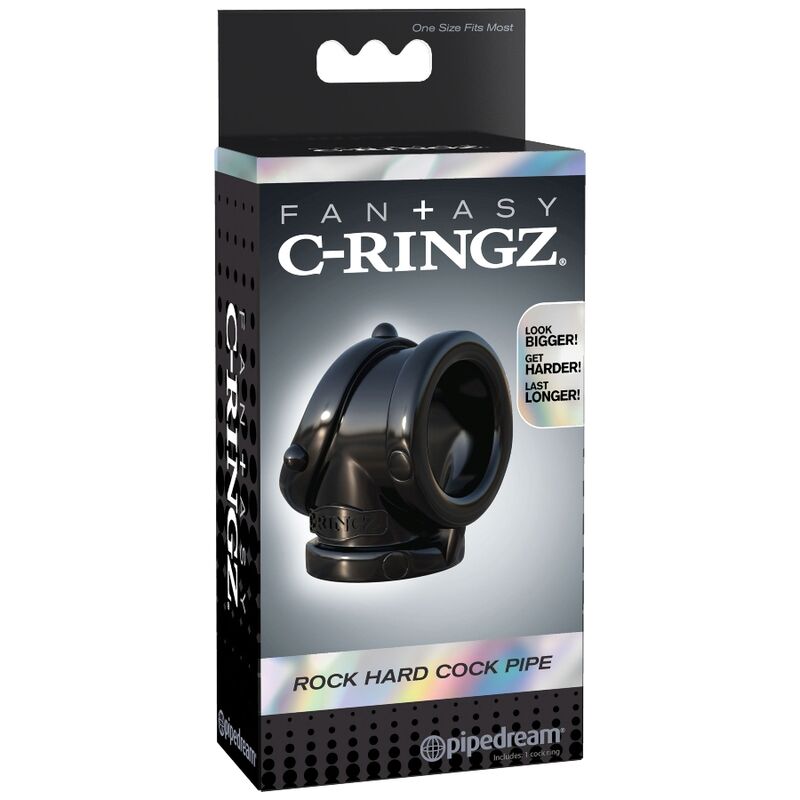 Anillo de silicona negro FANTASY C-RINGZ ROCK HARD PIPE con diseño resistente y ajustable para uso adulto.