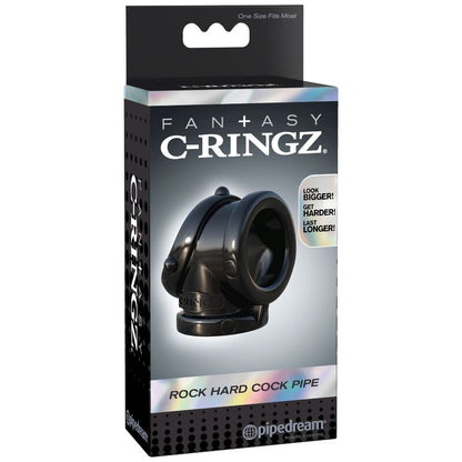 Anillo de silicona negro FANTASY C-RINGZ ROCK HARD PIPE con diseño resistente y ajustable para uso adulto.