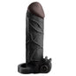 Black Fantasy X-Tensions penis extension with Real Feel vibrator, showcasing realistic texture and design features.