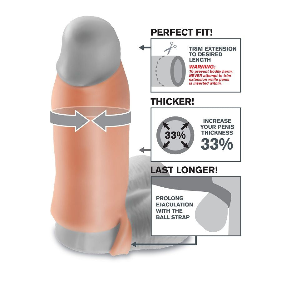 Extensión de pene XL de la marca Fantasy X-Tensions, con textura realista y diseño para mayor tamaño y comodidad.