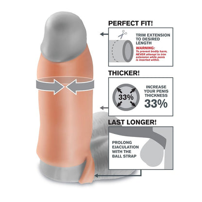 Extensión de pene XL de la marca Fantasy X-Tensions, con textura realista y diseño para mayor tamaño y comodidad.