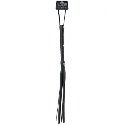 Black leather whip from Fetish Fantasy Limited Edition, featuring a sleek design and soft handle for playful bondage scenarios.