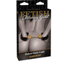 Fetish Fantasy Gold plush handcuffs in black and gold, showcasing soft fabric and secure fastening for playful restraint.