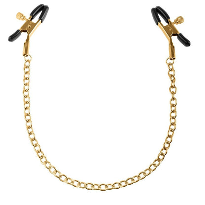 Fetish Fantasy Gold nipple clamps with adjustable tension and elegant design, perfect for enhancing sensations.
