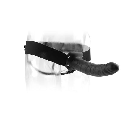 Black 19 cm hollow strap-on from the Fetish Fantasy Series, showcasing realistic design and adjustable straps.