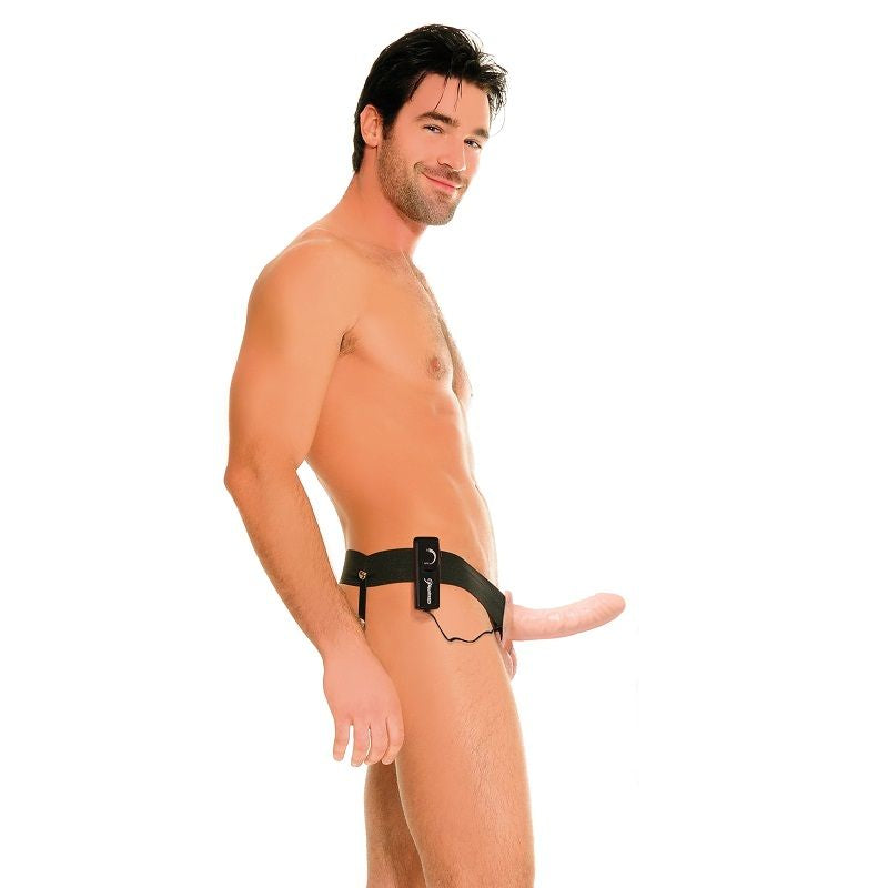 Fetish Fantasy Series natural 14cm vibrating harness for couples, showcasing its design and texture in the image.