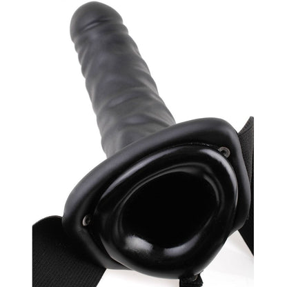 Arnés vibrador hueco negro de 19 cm de la serie Fetish Fantasy, con diseño ergonómico y ajustable para mayor comodidad.