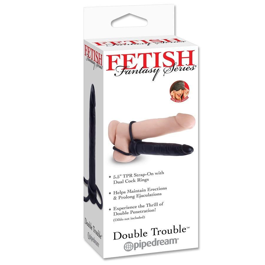 Dispositivo de doble penetración de la serie Fetish Fantasy, material de silicona en color negro, con diseño realista y texturizado.