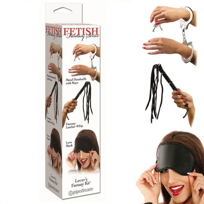 Conjunto de accesorios de la serie Fetish Fantasy para amantes de la fantasía, incluyendo esposas, máscara y látigo.