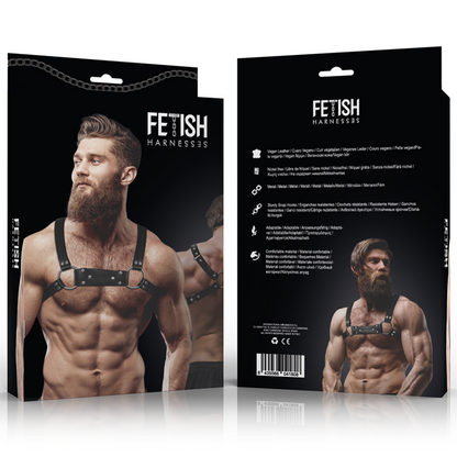 Arnés Bulldog de ecopiel para hombre de talla M/L, con diseño resistente y ajustable, parte del conjunto Fetish Submissive Attitude.