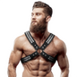 Arnés de ecopiel para hombre con remaches y diseño cruzado en el pecho, de la marca Fetish Submissive Attitude.