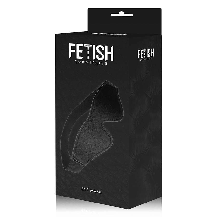 Antifaz de cuero vegano con forro de neopreno, producto FETISH SUBMISSIVE para juego de bondage y dominación.