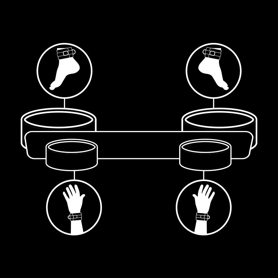 Barra separadora de bondage FETISH SUBMISSIVE con forro de neopreno, diseñada para restricción y control en juegos de dominación.