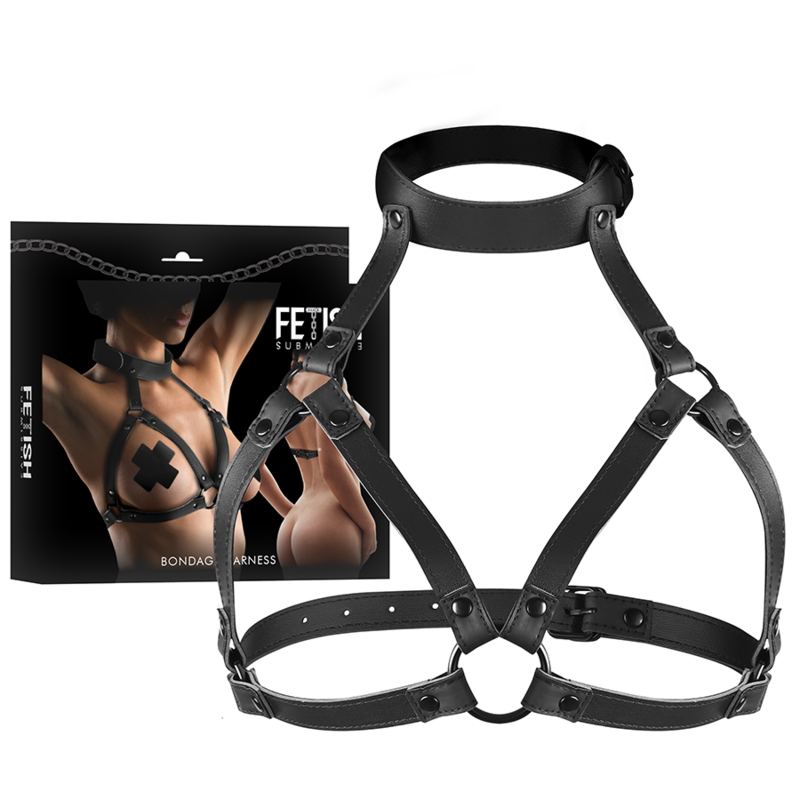 Arnés ajustable para el pecho de la marca FETISH SUBMISSIVE BONDAGE, accesorio de bondage y submissive para juegos eróticos.