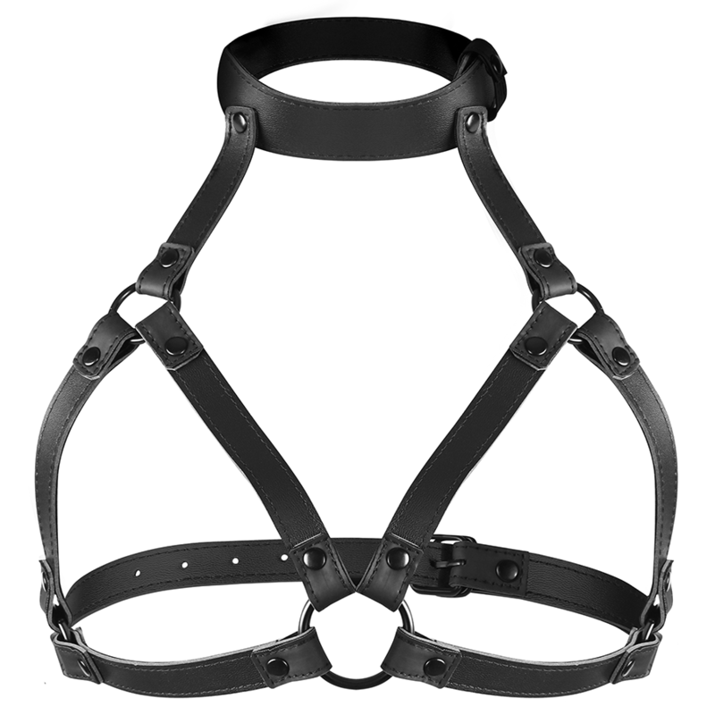 Arnés ajustable para el pecho de la marca Fetish Submissive Bondage, diseñado para bondage y juegos de dominación.