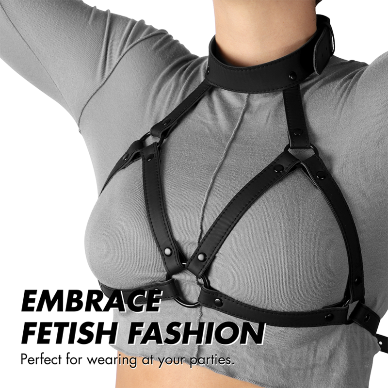 Arnés ajustable para el pecho de la marca Fetish Submissive Bondage, accesorio de bondage para juegos de dominación y sumisión.