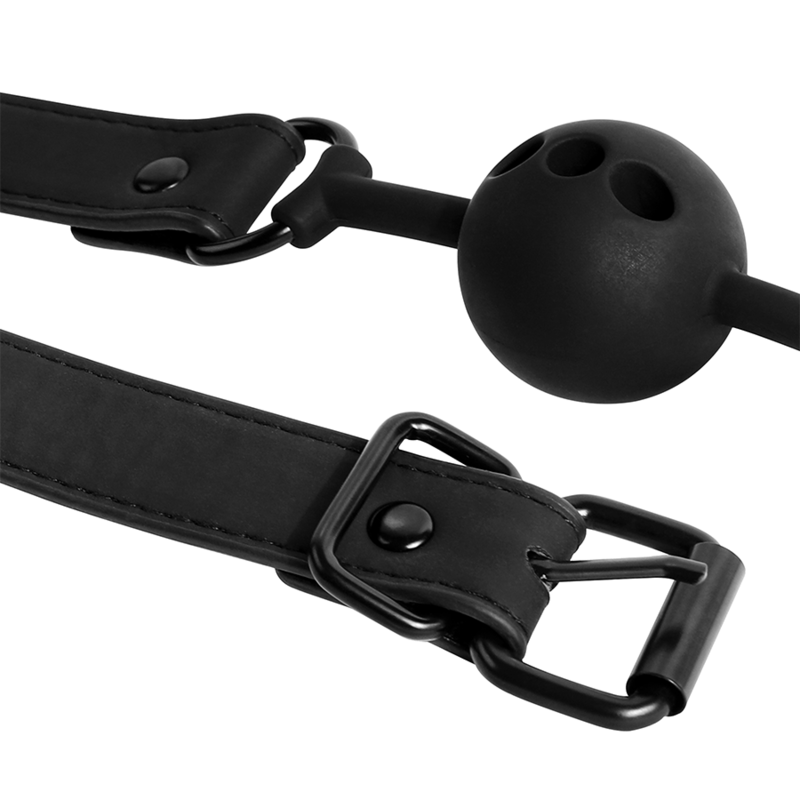 Mordaza de bola de silicona transpirable de FETISH SUBMISSIVE BONDAGE, con correa ajustable y diseño cómodo para juegos de bondage
