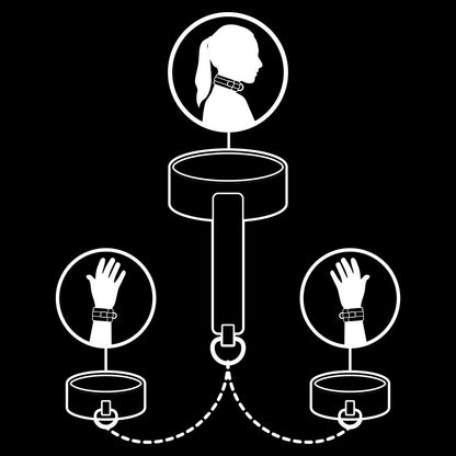 FETISH SUBMISSIVE - COLLAR I ESPOSES CUIR VEGÀ AMB FOLRE DE NEOPRÈ