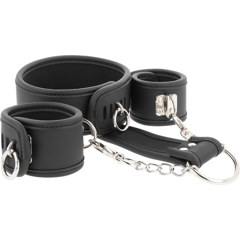 FETISH SUBMISSIVE - COLLAR I ESPOSES CUIR VEGÀ AMB FOLRE DE NEOPRÈ