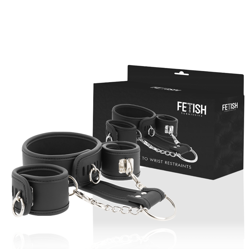 FETISH SUBMISSIVE - COLLAR I ESPOSES CUIR VEGÀ AMB FOLRE DE NEOPRÈ