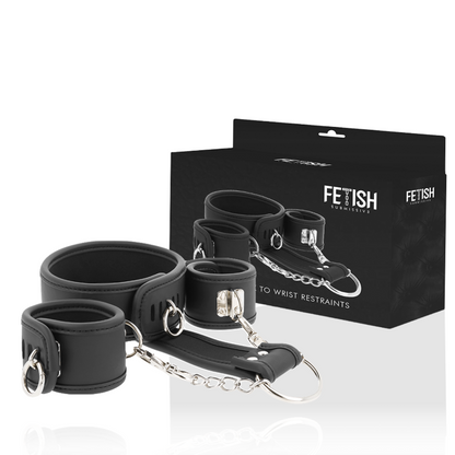 FETISH SUBMISSIVE - COLLAR I ESPOSES CUIR VEGÀ AMB FOLRE DE NEOPRÈ