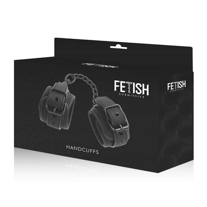 Esposas de cuero vegano con forro de neopreno de la marca FETISH SUBMISSIVE BONDAGE, ideales para juegos de restricción y BDSM.