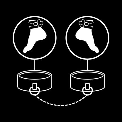 Esposas de tobillos de cuero vegano con forro de neopreno de la marca FETISH SUBMISSIVE BONDAGE, ideales para juegos de restricción.
