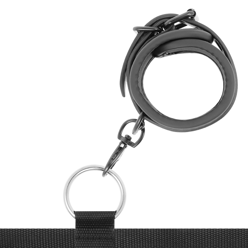 Conjunto de ataduras para cama FETISH SUBMISSIVE BONDAGE con forro de neopreno, en color negro, diseñado para juegos de bondage y sumisión.