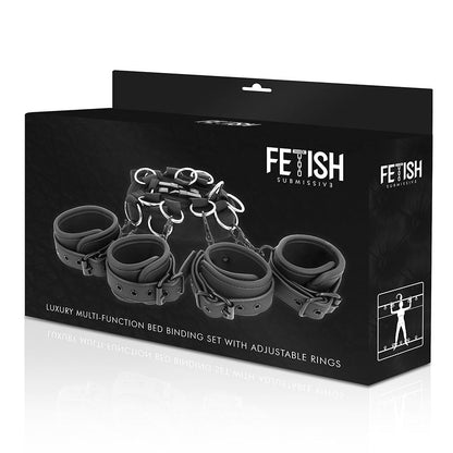 Set de ataduras para cama FETISH SUBMISSIVE BONDAGE con forro de neopreno, lujo y comodidad para juegos de restricción.