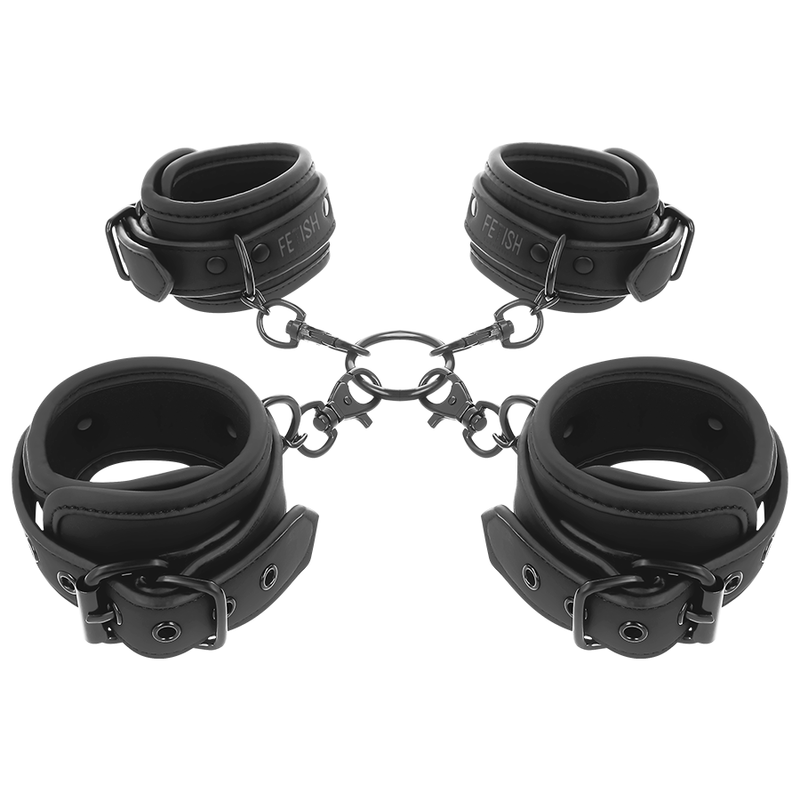 Set de esposas para manos y tobillos FETISH SUBMISSIVE Bondage con forro de neopreno, ideal para juegos de restricción.