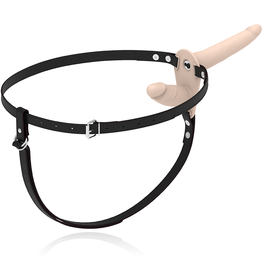 Arnés Fetish Submissive Harness con vibrador doble penetración en color Flesh Up, diseñado para placer y comodidad.