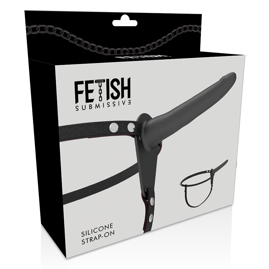 Arnés de silicona negro FETISH SUBMISSIVE HARNESS, de 15 cm, con diseño ajustable para uso sensual y de dominación.