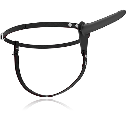 Arnés de silicio negro Fetish Submissive Harness, de 15 cm, con diseño ajustable y detalles en la correa.