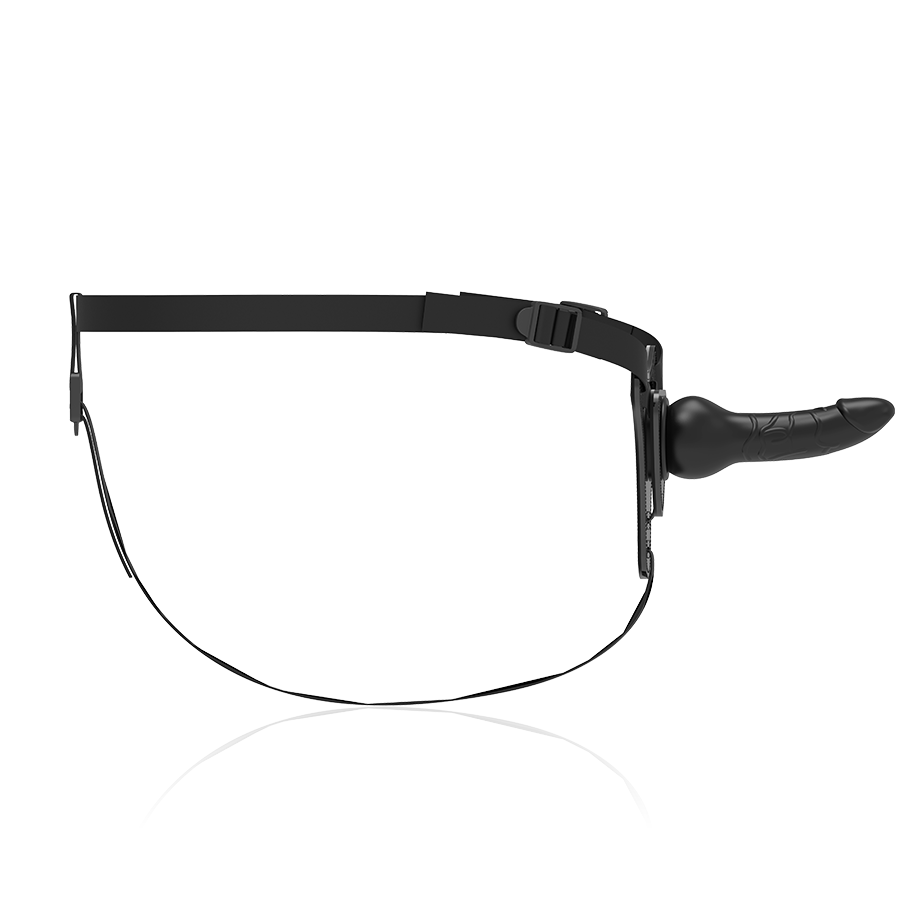 Arnés de silicona negro de 16 cm de la marca Fetish Submissive Harness, con aspecto realista y diseño ajustado.
