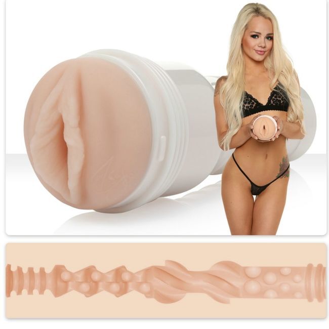 Fleshlight Girls Elsa Jean con simulación de vagina Tasty, lanzador universal y lubricante Aqua Quality 50 ml en envase blanco