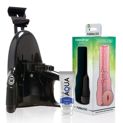 Fleshlight Go Pink Lady Surge con vagina, lanzador universal y lubricante Aqua Quality 50 ml, para uso con juguetes sexuales.