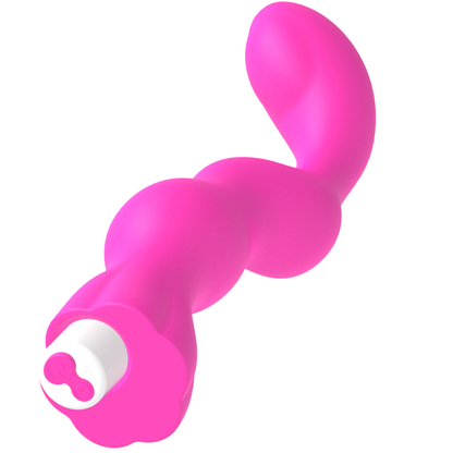 Vibrador G-SPOT George de color rosa chicle, diseñado para estimulación del punto G, en imagen con detalles visibles.