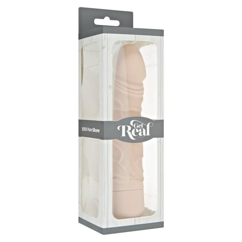 Vibrador natural GET REAL Classic Original, diseño ergonómico y suave, ideal para placer personal, en color neutro.