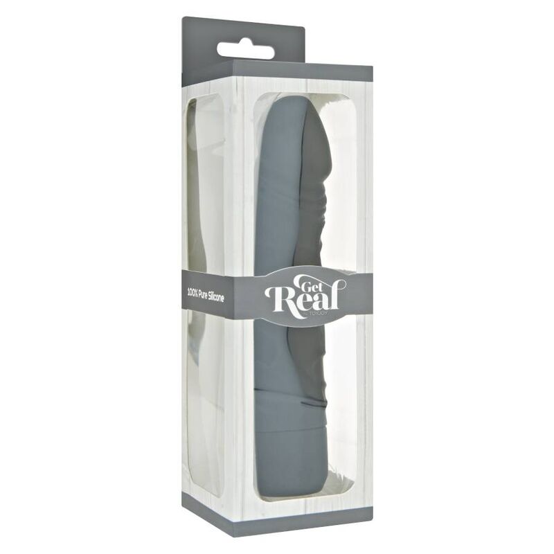 Vibrador negro GET REAL Classic Original, con forma ergonómica y superficie suave, diseñado para placer y comodidad.