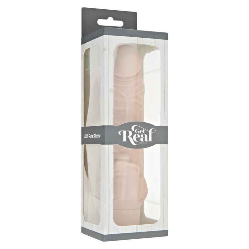 Vibrador clásico de estilo natural GET REAL, diseñado para estimulación sensual, en color neutro y forma ergonómica.