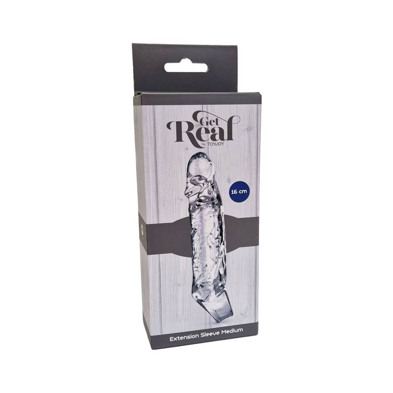 Extensión medio transparente de 16 cm para cabello GET REAL, muestra la textura y longitud del producto.